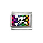 Checker Rainbow Skull Italian Charm (9mm)