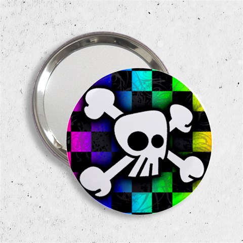 Checker Rainbow Skull 2.25  Handbag Mirror from ArtsNow.com Front