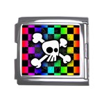 Checker Rainbow Skull Mega Link Italian Charm (18mm)