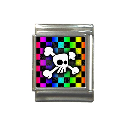 Checker Rainbow Skull Italian Charm (13mm) from ArtsNow.com Front