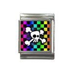 Checker Rainbow Skull Italian Charm (13mm)