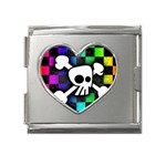 Checker Rainbow Skull Mega Link Heart Italian Charm (18mm)