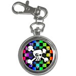 Checker Rainbow Skull Key Chain Watch