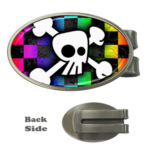 Checker Rainbow Skull Money Clip (Oval) from ArtsNow.com Front