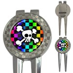 Checker Rainbow Skull 3-in-1 Golf Divot