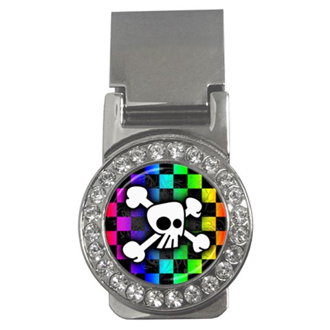 Checker Rainbow Skull Money Clip (CZ) from ArtsNow.com Front