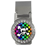 Checker Rainbow Skull Money Clip (CZ)