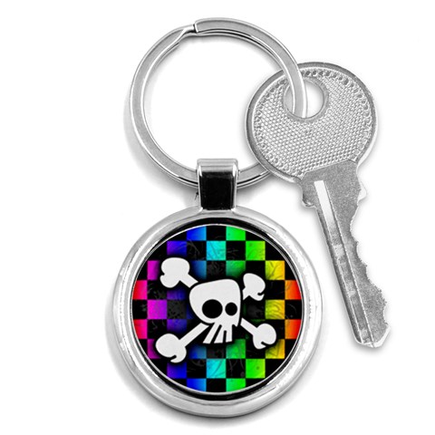 Checker Rainbow Skull Key Chain (Round) from ArtsNow.com Front