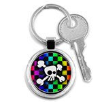 Checker Rainbow Skull Key Chain (Round)