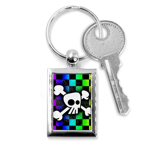 Checker Rainbow Skull Key Chain (Rectangle) from ArtsNow.com Front