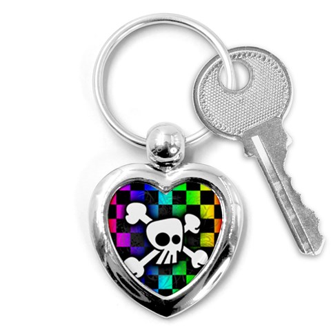 Checker Rainbow Skull Key Chain (Heart) from ArtsNow.com Front
