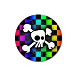 Checker Rainbow Skull Magnet 3  (Round)