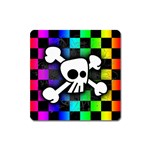 Checker Rainbow Skull Magnet (Square)