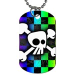 Checker Rainbow Skull Dog Tag (One Side)