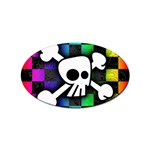 Checker Rainbow Skull Sticker Oval (10 pack)