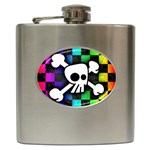 Checker Rainbow Skull Hip Flask (6 oz)