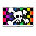 Checker Rainbow Skull Business Card Holder