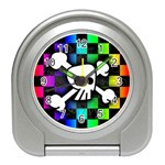 Checker Rainbow Skull Travel Alarm Clock