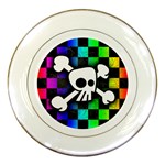 Checker Rainbow Skull Porcelain Plate