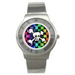 Checker Rainbow Skull Stainless Steel Watch