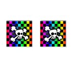 Checker Rainbow Skull Cufflinks (Square)