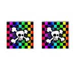 Checker Rainbow Skull Cufflinks (Square)