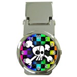 Checker Rainbow Skull Money Clip Watch