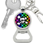 Checker Rainbow Skull Bottle Opener Key Chain