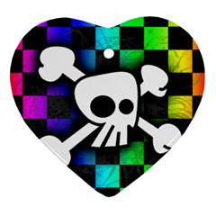 Checker Rainbow Skull Heart Ornament (Two Sides) from ArtsNow.com Back