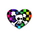 Checker Rainbow Skull Rubber Coaster (Heart)