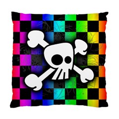 Checker Rainbow Skull Cushion Case (Two Sides) from ArtsNow.com Front