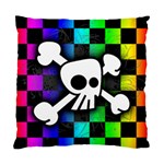 Checker Rainbow Skull Cushion Case (Two Sides)