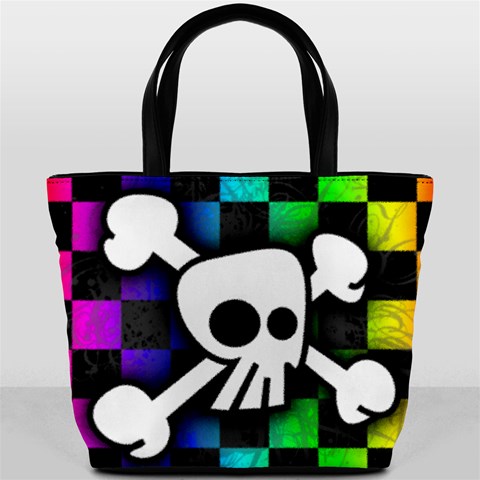 Checker Rainbow Skull Bucket Bag from ArtsNow.com Front