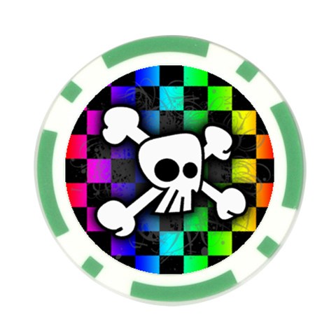 Checker Rainbow Skull Poker Chip Card Guard (10 pack) from ArtsNow.com Front