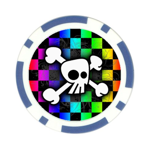 Checker Rainbow Skull Poker Chip Card Guard (10 pack) from ArtsNow.com Front