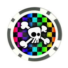 Checker Rainbow Skull Poker Chip Card Guard (10 pack) from ArtsNow.com Front