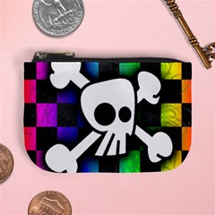 Checker Rainbow Skull Mini Coin Purse from ArtsNow.com Front