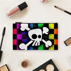 Checker Rainbow Skull Cosmetic Bag (Small) from ArtsNow.com Front