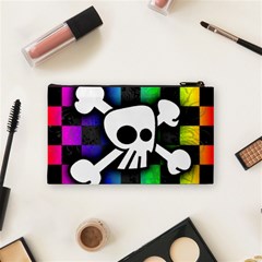 Checker Rainbow Skull Cosmetic Bag (Small) from ArtsNow.com Back