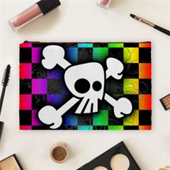 Checker Rainbow Skull Cosmetic Bag (Large) from ArtsNow.com Front