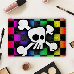 Checker Rainbow Skull Cosmetic Bag (Large) from ArtsNow.com Back