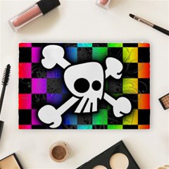 Checker Rainbow Skull Cosmetic Bag (Large) from ArtsNow.com Back