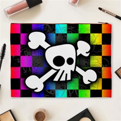 Checker Rainbow Skull Cosmetic Bag (XL) from ArtsNow.com Back