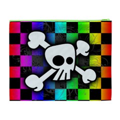 Checker Rainbow Skull Cosmetic Bag (XL) from ArtsNow.com Back