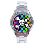 Checker Rainbow Skull Stainless Steel Analogue Men’s Watch