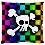 Checker Rainbow Skull Large Cushion Case (One Side)
