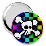 Checker Rainbow Skull 3  Handbag Mirror