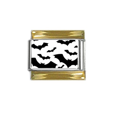 Deathrock Bats Gold Trim Italian Charm (9mm) from ArtsNow.com Front