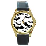 Deathrock Bats Round Gold Metal Watch