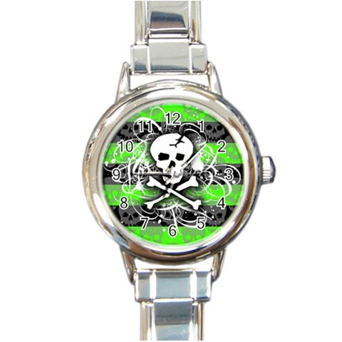 Deathrock Skull Round Italian Charm Watch from ArtsNow.com Front